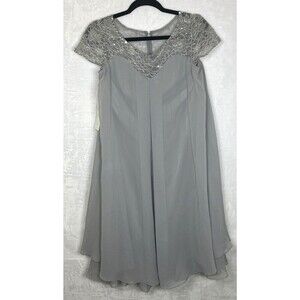 JJs House Wedding Formal Dress Flowy Silver Gray Sequins Size 8 NWT